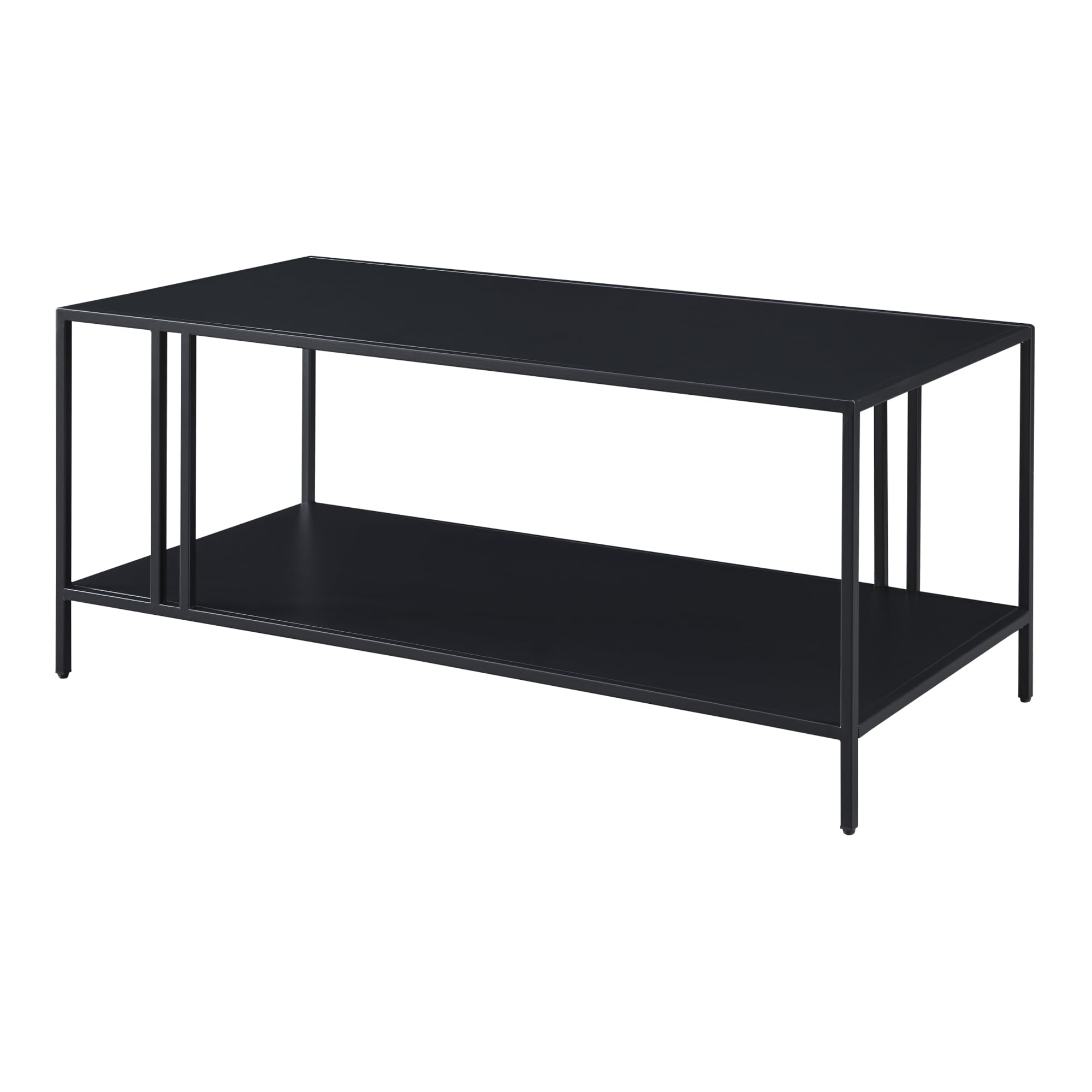 [en.casa] Tavolino da Salotto Tavolino Basso in Metallo Forma Rettangolare Tavolino da Caffè Moderno Decorativo con Ripiano 47 x 110 x 55 cm - Nero
