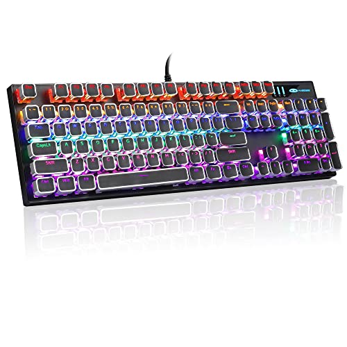 Magegee Typewriter Mechanical Gaming Keyboard, Retro Punk Square Keycap With Rgb Rainbow Backlit Usb Wired Keyboards For Game And Office, For Windows Laptop Pc Mac - Blue Switches/Black #TOP14