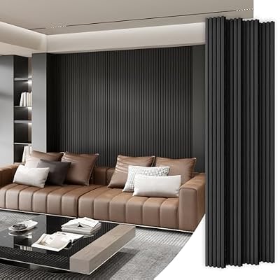 Wood Slat Acoustic Panels, 4 Pack 94" x 8"/ 240 x20cm(21ft²) Wood Wall Panels, Soundproof Wood Slat Panel, 3D Fluted Sound Absorbing Paneling for Wall Decor, Living Room, Bedroom, Black