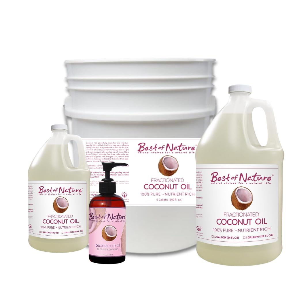 Natures Oil 1 Fractionated Coconut Oil (MCT Oil) Oil Gallon for  Aromatherapy, Massage, Diluting Essential Oils, Hair & Skin Care  Moisturizer 