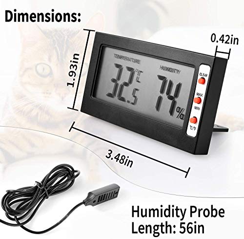 Simple Deluxe Digital Thermometer and Humidity Gauge with Remote Probes for Brooder Reptiles Terrarium, 2 Pack, Black - Image 5