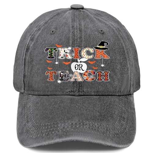 Trick Or Teach Retros Halloween Teacher Women Men Costume Hats for Mens Fashion Light Grey