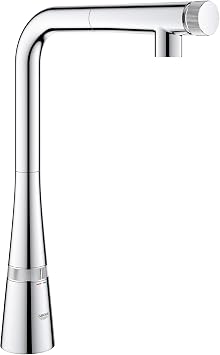 GROHE 31559002 Zedra SmartControl صنبور مطبخ بخاخ واحد قابل للسحب 1.75 GPM، ضوء النجوم كروم
