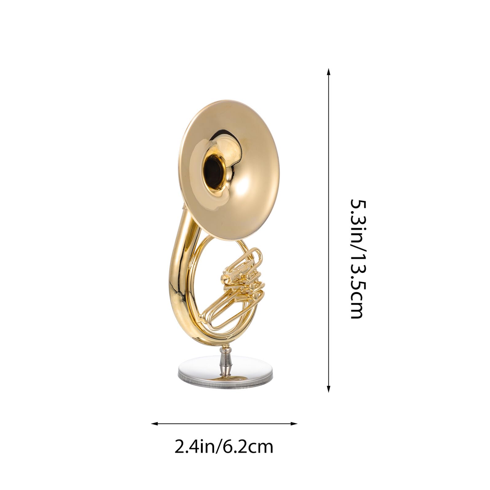 Goldene Miniatur Kupfer Sousaphon Modell mit Ständer und Aufbewahrungsbox Dekoratives und Langlebiges Instrumentenmodell für Zuhause oder Café 13cm