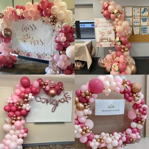 Image of Pink Rose Gold Balloons - 60pcs 12inch Confetti Helium Latex Balloons for Arch Birthday Decorations Bridal Shower Wedding Bachelorette