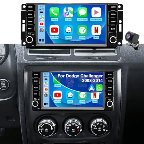 Upgrade 5G WiFi Car Radio for Dodge Challenger 2008-2014, Avenger 2008-2014, Charger 2008-2010, 7 Inch Touch Screen Stereo Head Unit with Wireless Carplay Android Auto GPS Navigation FM BT SWC Camera