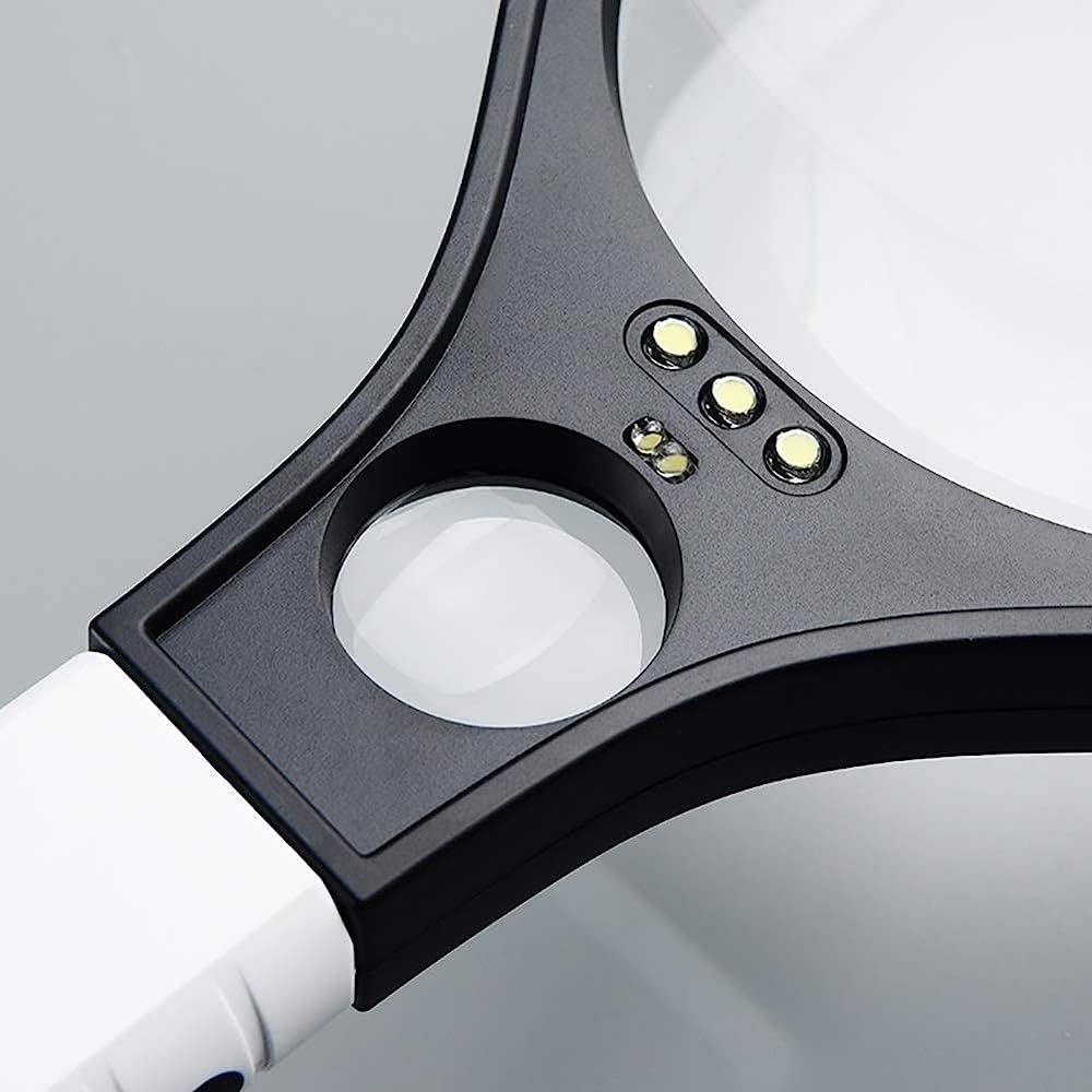 Lupa de Mano con luz 4X 10X, 12 LED, Ideal para Personas Mayores, para Leer, inspeccionar Joyas, Color Negro