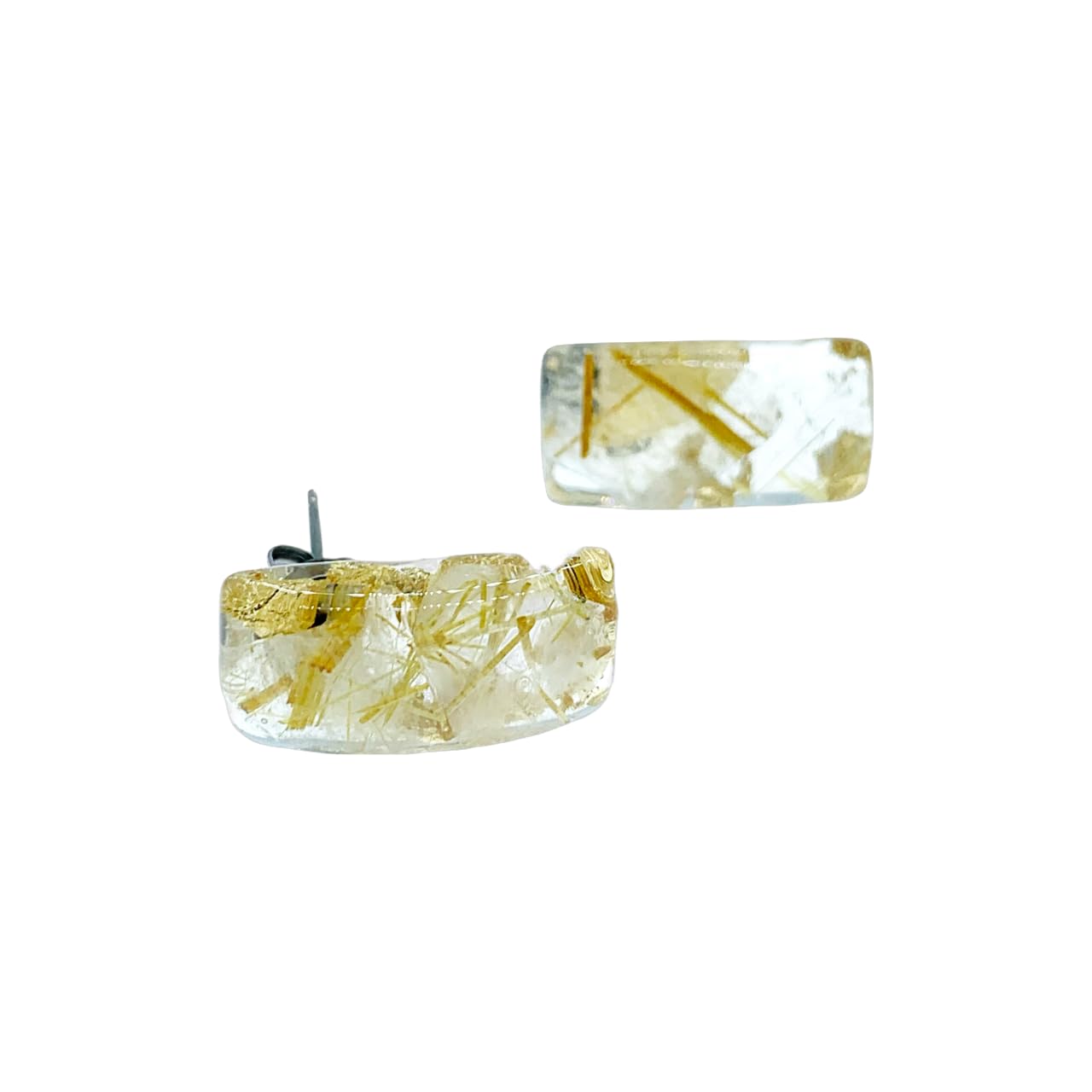 リクエストオーダー品 全方向カッティング天然石ルチルクオーツピアス