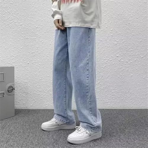 Men Straight-Leg Jeans Baggy Streetwear Wide Leg Denim Pants Hip Hop Style Washed Jeans with Pockets3