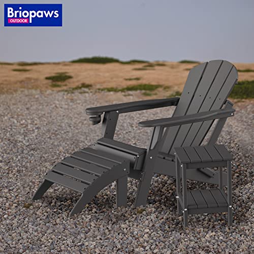 Briopaws Adirondack Side Tables Set Of 2, Hdpe Weather Resistant Outdoor Table, 2-Shelf Plastic End Table For Poolside Indoor Outside Front Porch Living Room Patio Backyard, 14 X13 Inch, Grey #TOP1