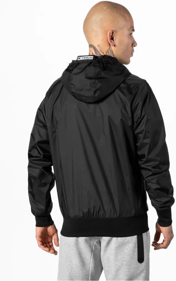 PITBULL - Men's Hooded Jackets Athletic Logo, Windproof Men's Transition Jacket for Outdoor Activities