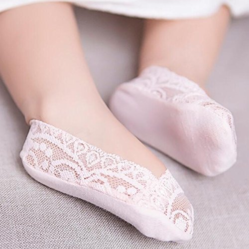 5Pack Little Girl No Show Socks Low Cut Lace Flats Non-skid Socks Boat Liner Invisible Socks3