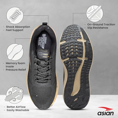 Image of ASIAN Men RAFTAAR-07 Running and Casual wear Walking Shoes with Laces, Lightweight and Comfortable Shoes with Upper mesh Fabric for Men & Boys