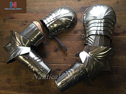 NauticalMart LARP Medieval Complete Knight Arms + Pauldrons Armour Set