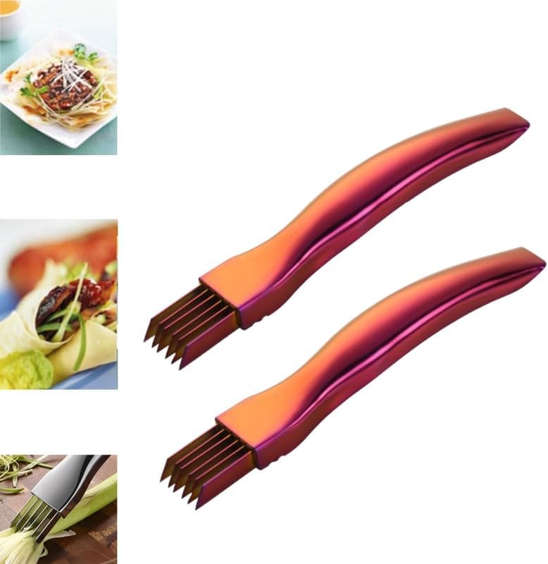 Miniatura 12 de Cuchillo de seda triturada, cuchillo de cebolla verde picada de acero inoxidable, cortador de verduras de cocina, cortador de cebolleta afilada