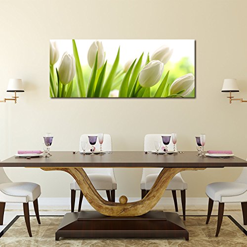 DekoGlas Afbeelding op glas 'Tulpen' echt glas afbeelding keuken, wandafbeelding hal foto's woonkamer wanddecoratie, eendelig 125x50 cm - Afbeelding 4