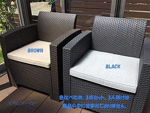 高級ラタン調ガーデンソファー 抗菌2人掛けソファー1脚 クッション付(ブラック) 6枚目