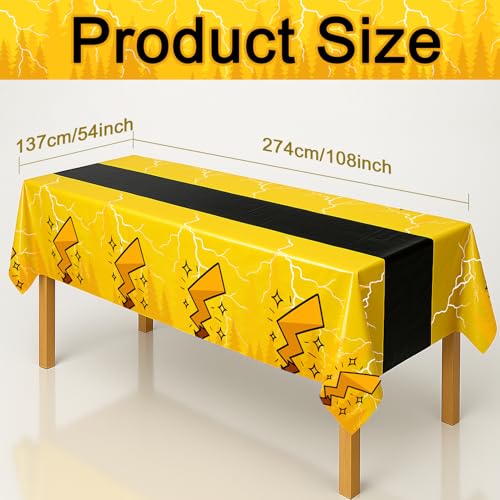 Image of 3-Pack Yellow Cartoon Plastic Birthday Tablecloths - 54x108in Rectangle Party Table Covers for Little Ones & Adults, Durable Birthday Party Decorations