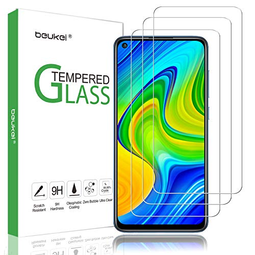 (3 Pack) Beukei Compatible for Xiaomi Redmi Note 9 / Redmi Note 9 5G Screen Protector Tempered Glass, Anti Scratch, Bubble Free (Not Fit for Redmi Note 9S and Redmi Note 9 Pro)