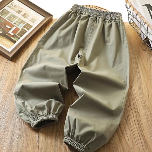 Boys Cargo Pants Casual Solid Color Elastic Wasit Trousers Baggy Fashion Lounge School Pants for Boys 9-12 Years4