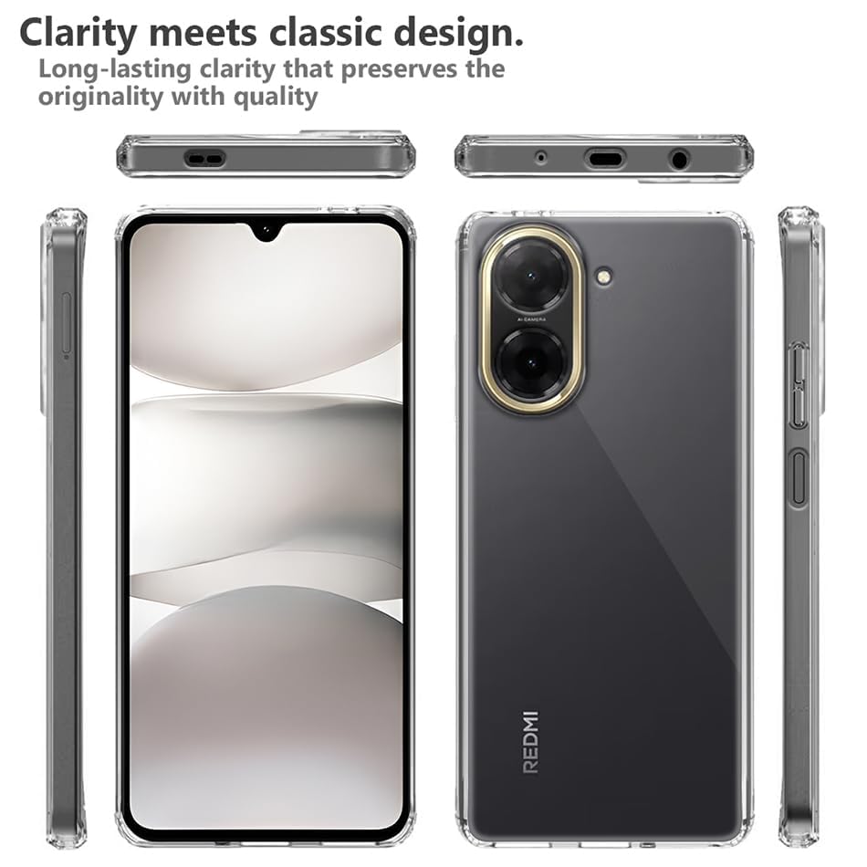 Image of JGD PRODUCTS for Redmi A5 4G, Poco C 71 4G Premium Transparent Hybrid Soft Slim Dust Proof Back Case Cover with Camera Protection