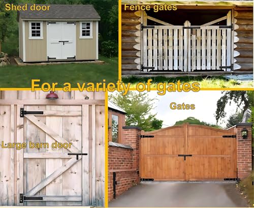 900 Lbs Capacity Heavy Duty T-Strap Gate Hinges (2 Pack) - 13” Thickened Solid Carbon Steel, 180° One-Way Open, Black Wrought Hardware for Fence, Barn, Shed, Wooden & Metal Gates (Patent Pending) by NIFHERTIG - Image 7