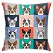 XCNGG Motivo per set di cani Bulldog di Boston Terrier Morbide federe Fodera per cuscino da 18 pollici Fodera per cuscino Cuscini decorativi quadrati Fodere per cuscini Federe