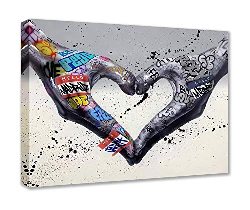 Graffiti Banksy cadre cœur pour un salon moderne au style nordique