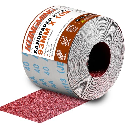 KONGMING Rollo de Papel de Lija 93mm x 10m Grano 40 para Lijadora Manual