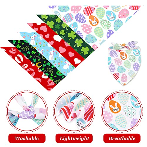 Whaline 6 Pack Valentine's Day Pet Bandanas Heart Pet Neckerchief Shamrock Clover Triangle Dog Bibs Easter Spring Bunny Dog Collar Scarf St. Patrick's Day for Pet Costume Accessories - Image 4