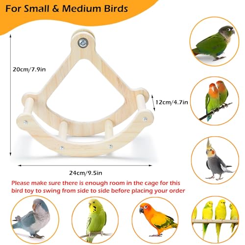 Image of Bird Perch Toy, Wooden Interactive Rocking Parakeet Toys and Perches