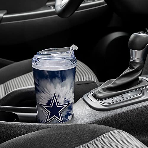 Image of Rico Industries NFL Football Glitter 24oz Acrylic Glitter Tumbler with Hinged Lid, Officially Licensed Double Wall Tumbler with Straw