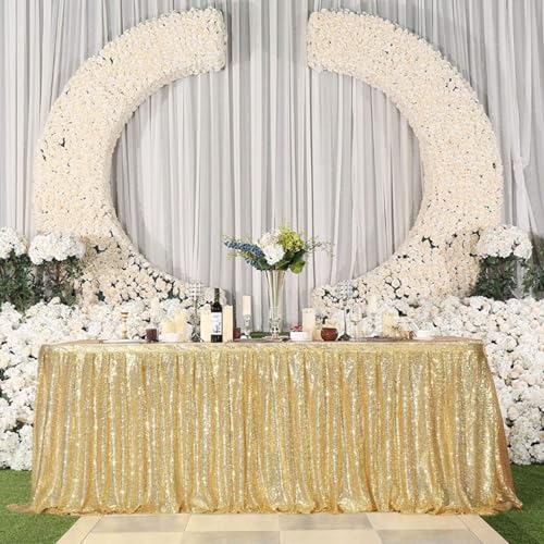 Orange Sequin Table Skirt, 27.5 x 108in – Glitter Rectangle/Round Table Skirt for Wedding, Birthday, Baby Shower, Dessert Table, Party & Event Decorations(Silver,122x70cm/27.5x48 in)3