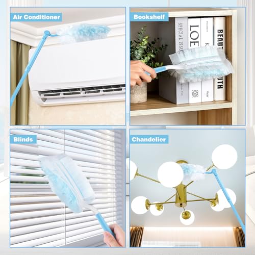 Kuvarix 52 Pezzi Duster Ricariche Compatibile Con Swiffer, Kit Per Piumini Cattura Polvere Con 1 Manico, 1 Manici Telescopici, Piumini Catturapolvere Per Capelli, Polvere, Sporco - 7