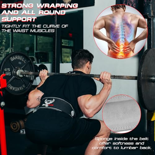 BEAST RAGE Weight Lifting Belt Leather Heavy Duty Gym Body Building Workout Training Weight Lifting Belt Adjustable Holes 4” Padded Lumbar Back Support Exercise Powerlifting Fitness Strength (Black, XL) - Thumbnail 3