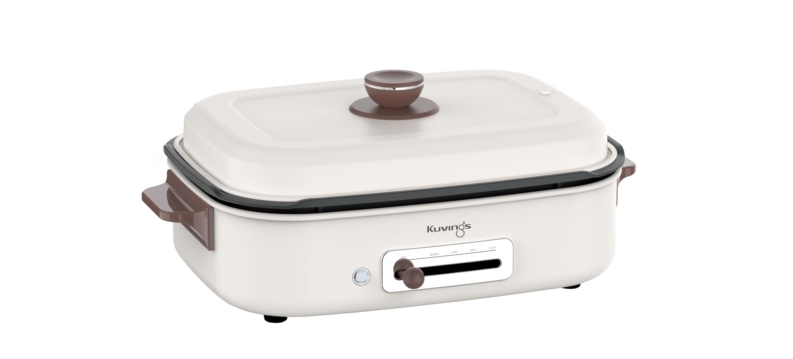 Kuvings MultiGrill Ceramic Plus - grill kontaktowy wielofunkcyjny z płytami ceramicznymi, 65-250°C, 1200-1400 W, 2 płyty (śniadaniowa i głęboka), beżowy