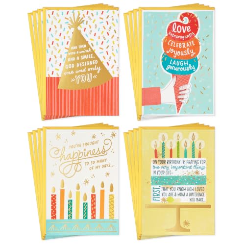Hallmark DaySpring Religious Birthday Cards, 16-Pack (Happiness)