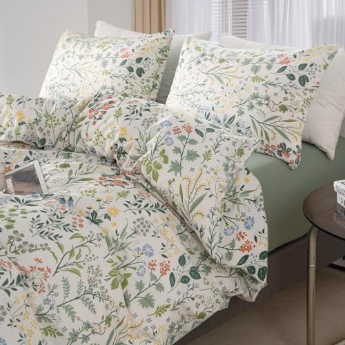 Image of Vintage Garden Floral Comforter Set King Size Comforter Botanical Floral Bedding Comforter King Coquette Bedding Aesthetic Cute Flowers Pattern Comforter for Girls Women Fluffy Cottagecore Bedding Set