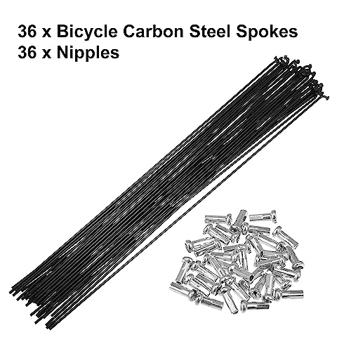 X AUTOHAUX 36pcs Bicycle Carbon Steel Spokes 14G 288mm with Nipples Black - Image 4