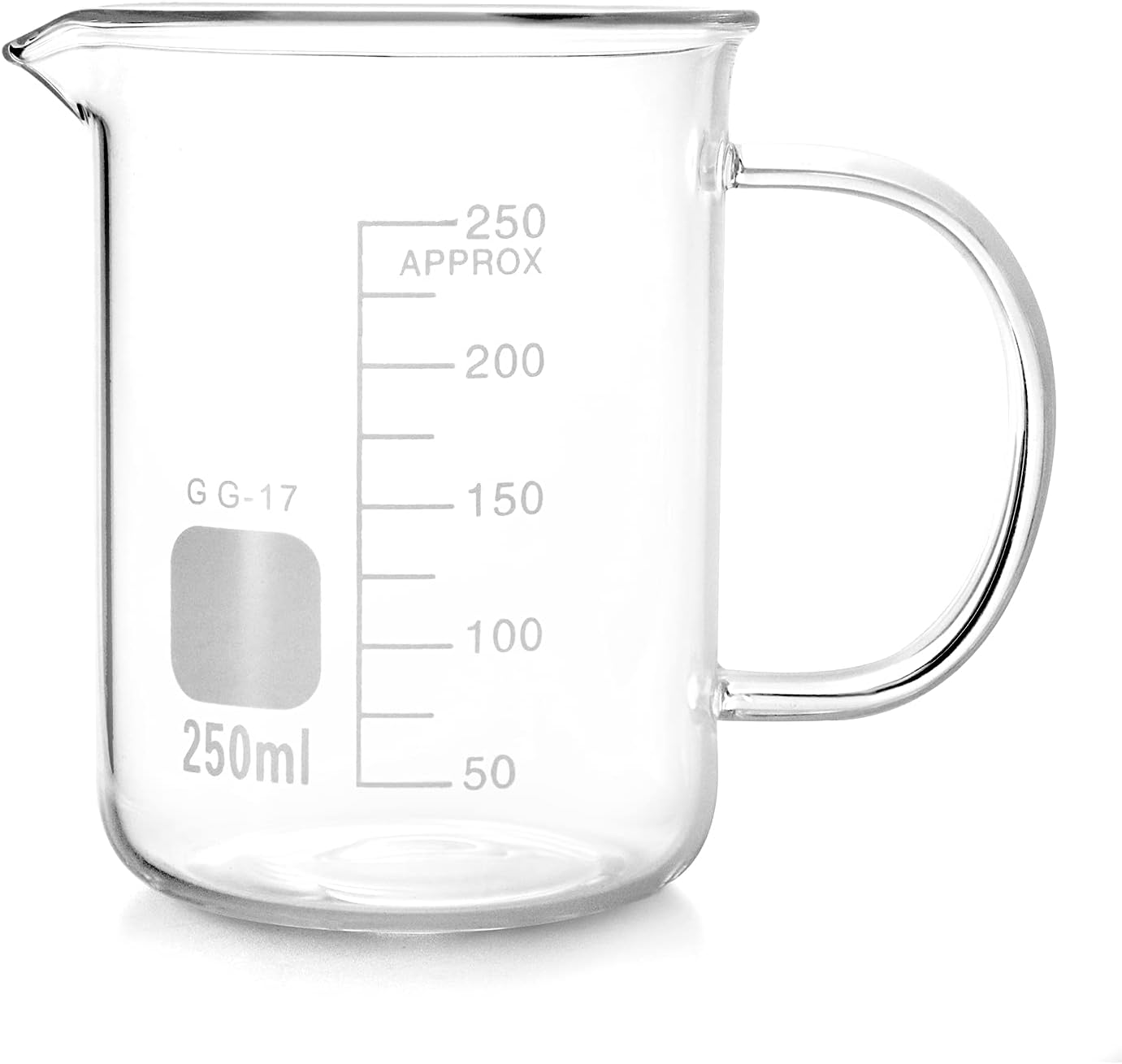 QWORK 500ml Beaker Mug with Handle, Borosilicate Glass Measuring Cup