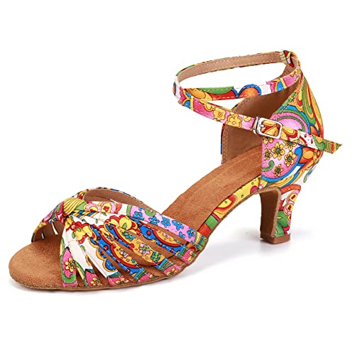 YKXLM Ballroom Dance Shoes for Women Latin Salsa Tango Dancing Shoes Low Heel2