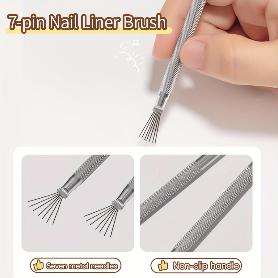Multifunctional Nail Art Liner Brush, Nail Painting Brush Nail Art Seven Needle Pen Painting
