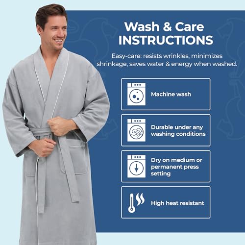 Image of MONARCH Chamois Microfiber Shawl Hotel Robe - Lightweight Absorbent Soft Spa Bathrobe in Cypress