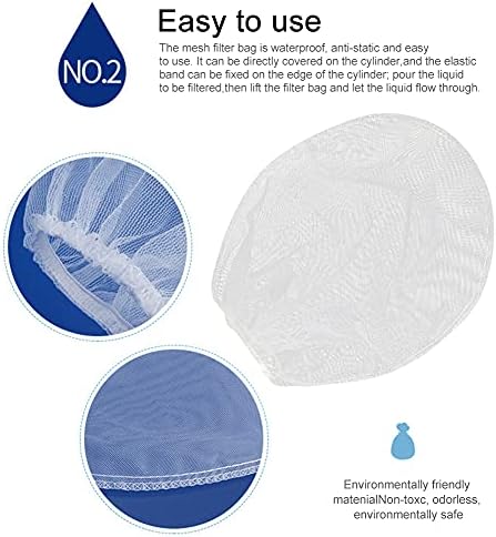 QOTSTEOS Pack of 10 Paint Strainer White Fine Mesh Disposable Bag Filters with Elastic Top Opening, Paint Filter Pocket For Paint Gardening(size:5 gallon)