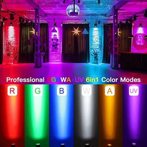UKing 6 * 18W akku led par strahler wiederaufladbarer, RGBWA+UV disco licht Scheinwerfer Bühnenlicht mit mit Fernbedienung, unterstützt APP/2,4 GHz/DMX-Steuerung für DJ Party Hochzeiten