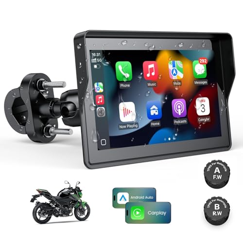 Image of WonVon 5 Inch Motorcycle Carplay GPS Navigation System with Apple Carplay and Android Auto+TPMS
