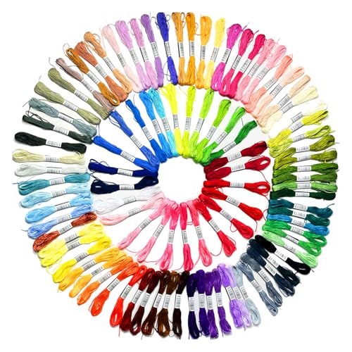 Image of 100-Color DMC Cotton Embroidery Thread Set - 8m Skeins with Center Numbered Labels for Perfect Color Matching