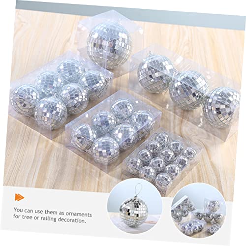 Bola espejada decorativa SaditY, 24 unidades, para árbol de Navidad, fiestas y decoración de eventos, diseño disco ball plateado con espejos pequeños miniatura 3