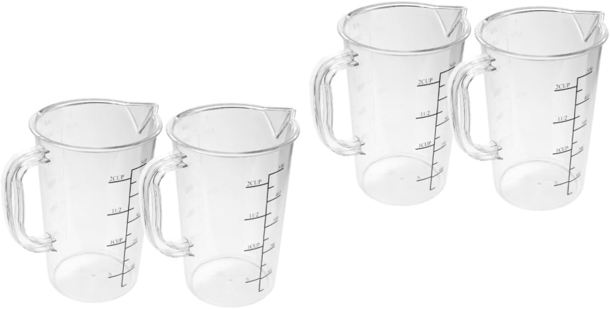 4 Pcs Double Scale Kettle Flour Powder Measuring Cup Oil Measurement Cup Coffee Cup with Scale Clear Drinkware Household Milk Clear Scaled Measuring Holder Clear Measuring Cups