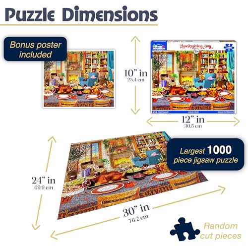 Puzzle de 1000 piezas White Mountain - Otoño y Día de Acción de Gracias, piezas grandes para adultos y familia, 24x30 pulgadas miniatura 3